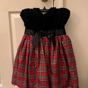 Little Me Velvet and Plaid Holiday Dress - 3T